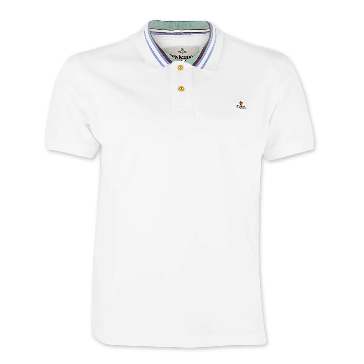 Vivienne Westwood - Striped Collar Polo in White