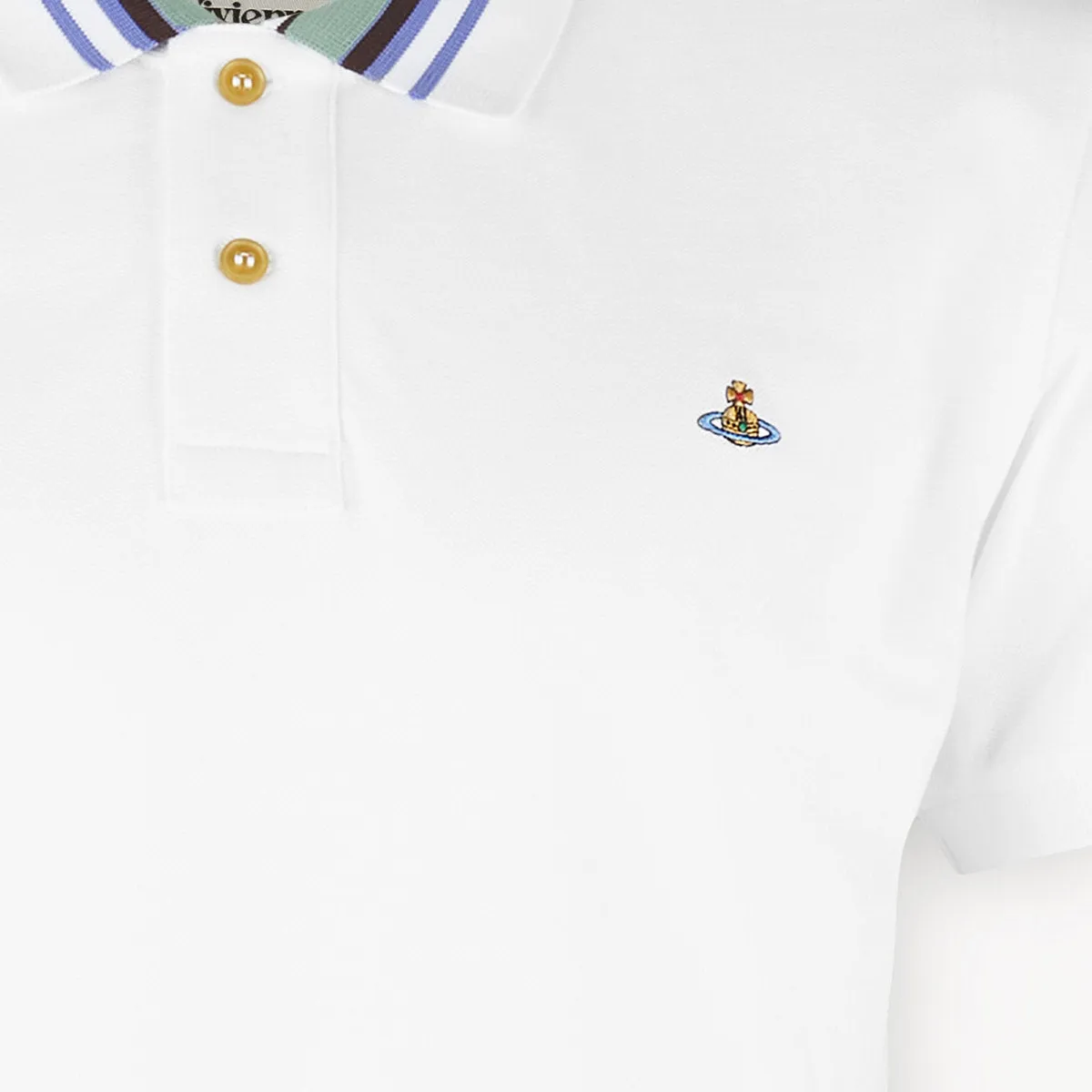 Vivienne Westwood - Striped Collar Polo in White