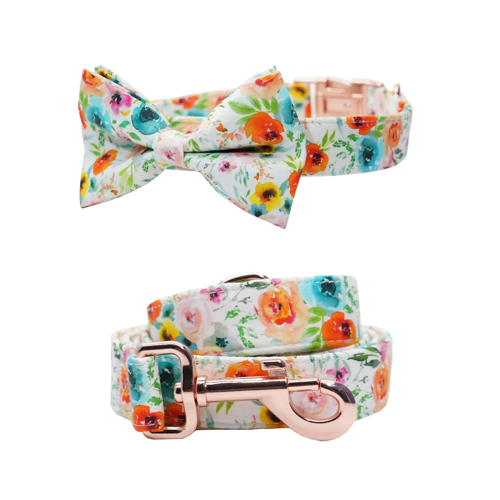Watercolor Floral Bow Collar | Personalized Bow Collar And Leash