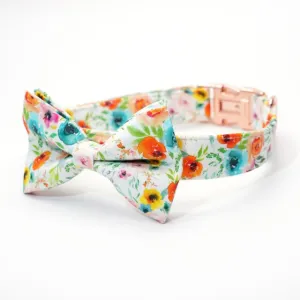 Watercolor Floral Bow Collar | Personalized Bow Collar And Leash