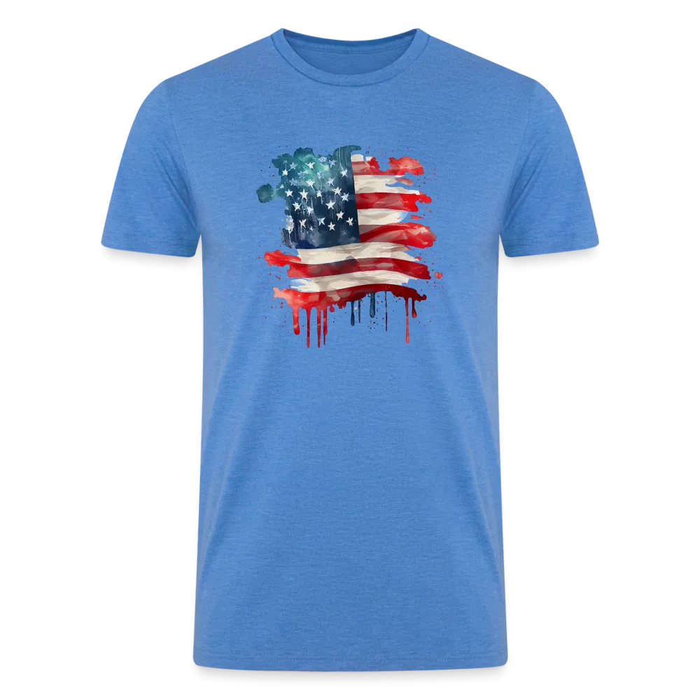 Watercolor Wonder: Men's Organic Tri-Blend Shirt with Artistic American Flag