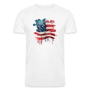 Watercolor Wonder: Men's Organic Tri-Blend Shirt with Artistic American Flag