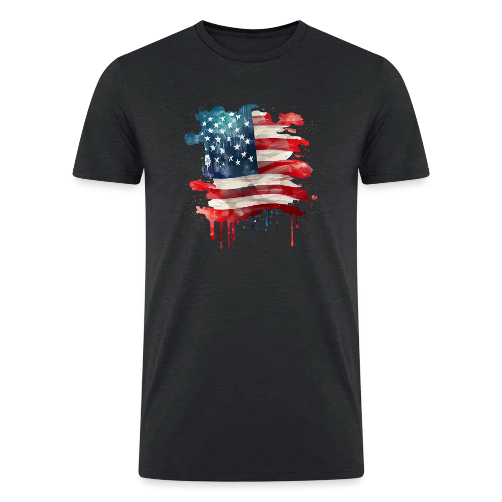 Watercolor Wonder: Men's Organic Tri-Blend Shirt with Artistic American Flag