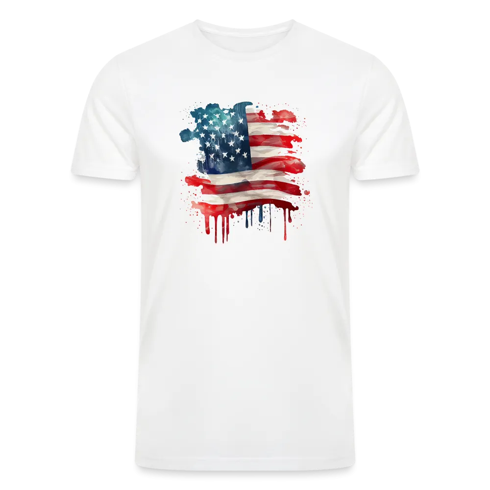 Watercolor Wonder: Men's Organic Tri-Blend Shirt with Artistic American Flag
