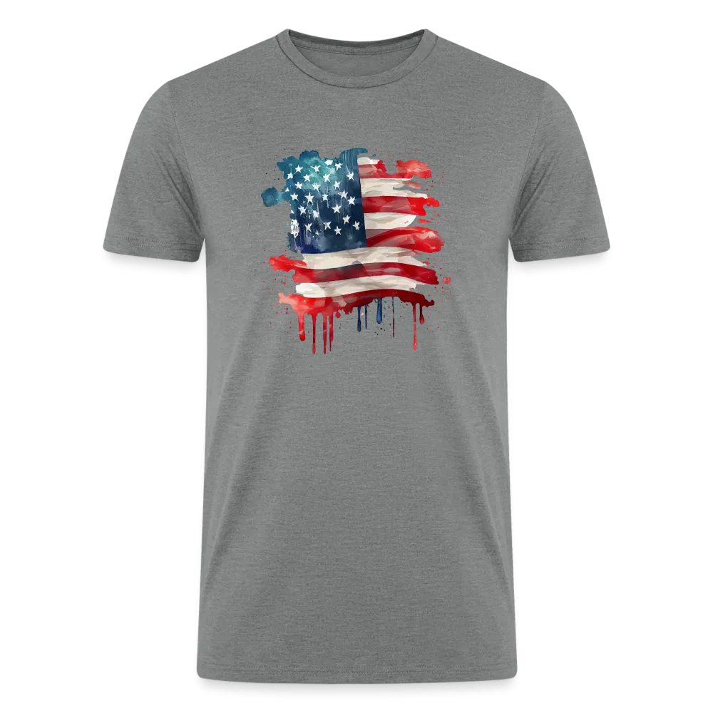 Watercolor Wonder: Men's Organic Tri-Blend Shirt with Artistic American Flag