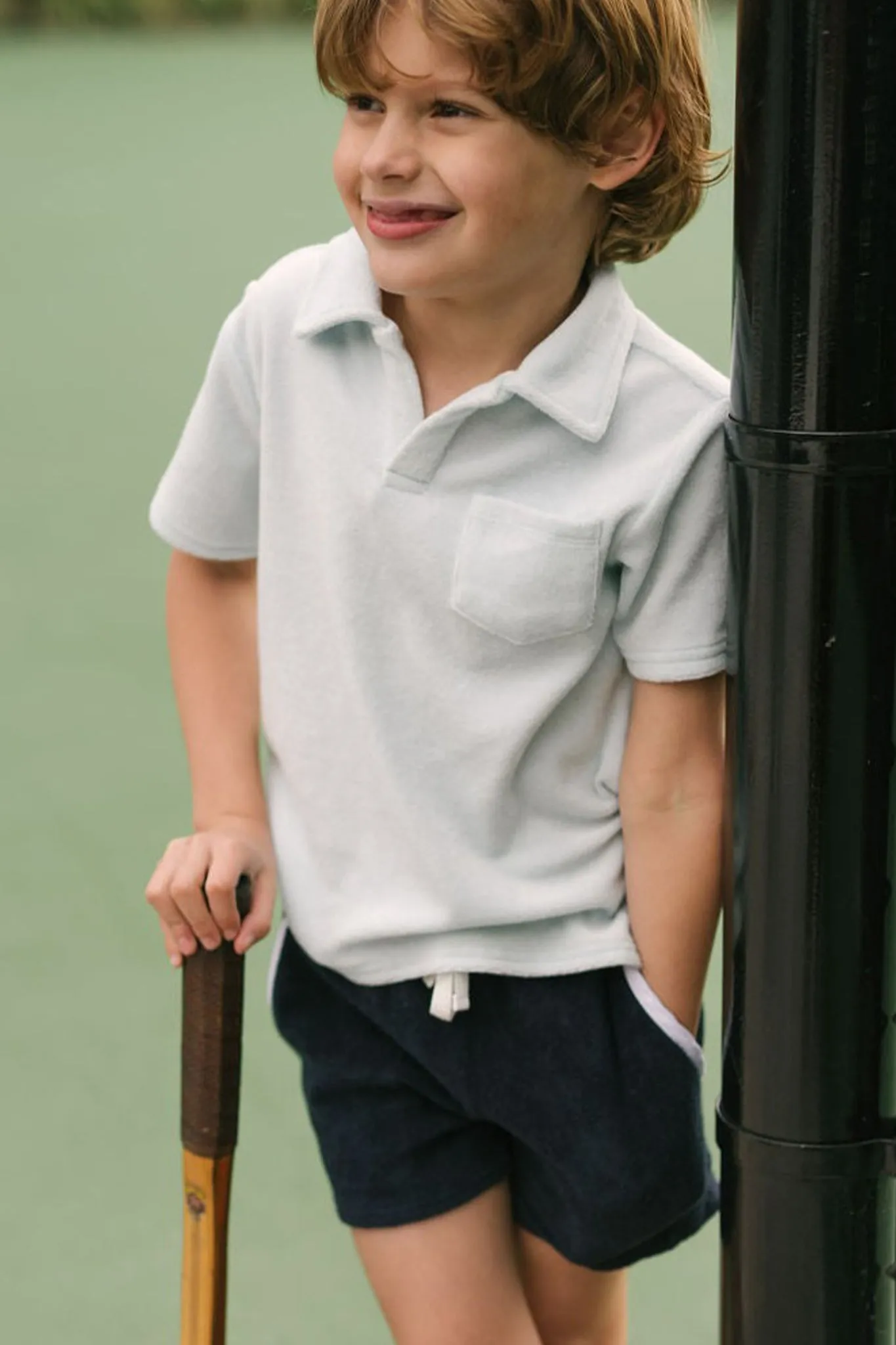 White French Terry Polo Shirt