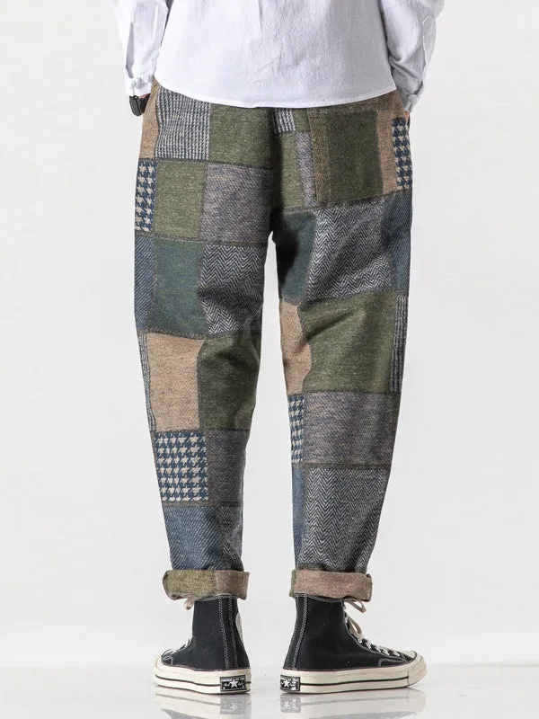 Winter Thick Loose Plaid Woolen Pants