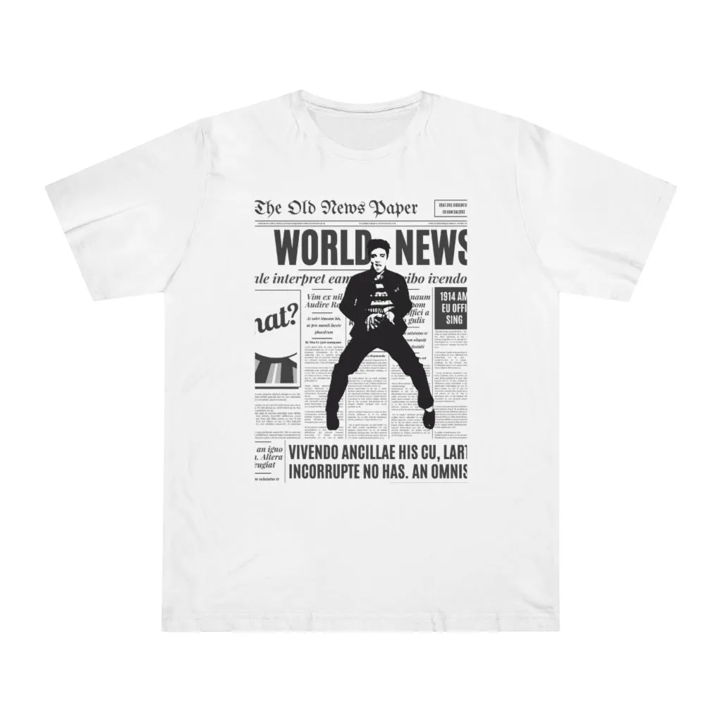 World News ELVIS Unisex Deluxe T-shirt (White w/black)