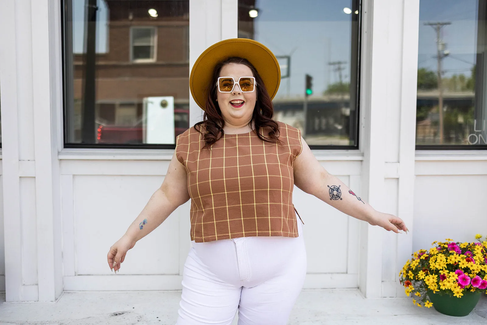 xyla tank in walnut plaid